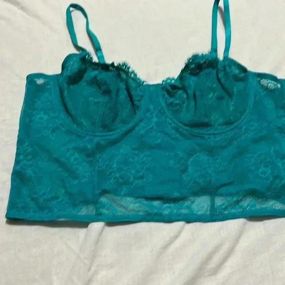INC International Concepts Intimates Solid Lace Bustier Lingerie - Green - XXL - Picture 2 of 7